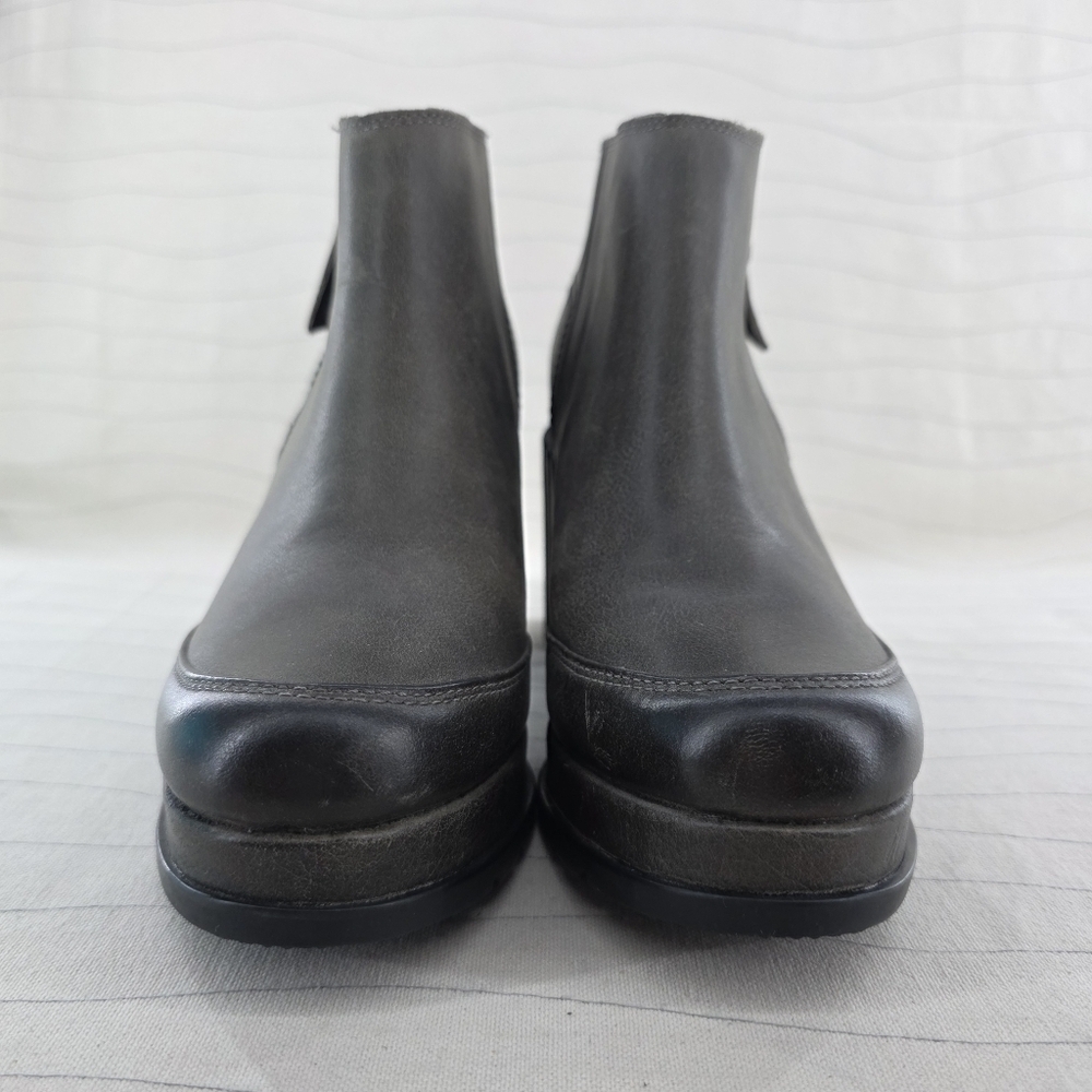 Sorel Womens Blake Bootie Quarry Gray Leather Zip Boots Heels NL3301-052 Size 9 - Picture 5 of 14